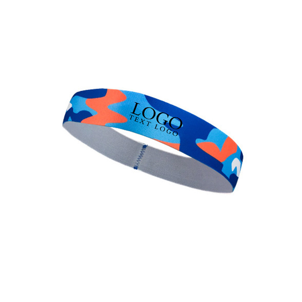 Basketball Running Sweatband Headband Camouflage Blue with Logo