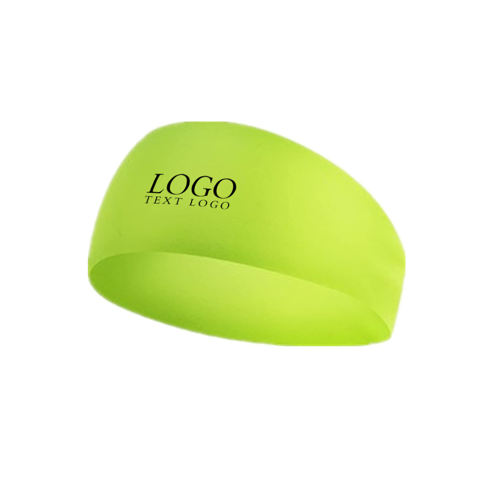 Summer Elastic Sports Headband Fluorescent Yellow with Logo