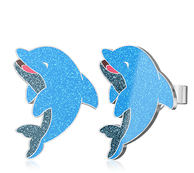 Custom Glitter Dolphin Earring