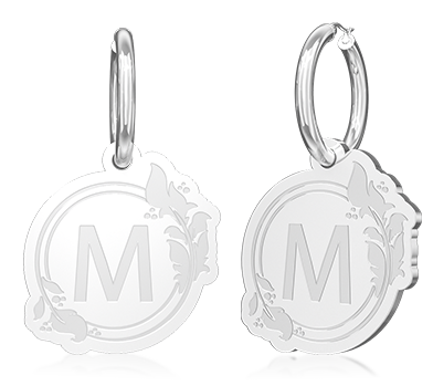 Laser engraving M earring