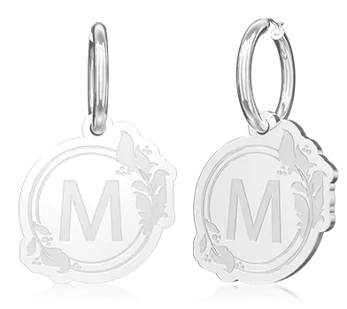 Laser engraving M earring Laser engraving M earring