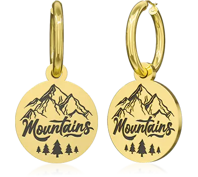 Laser engraving mountain earring Laser engraving mountain earring