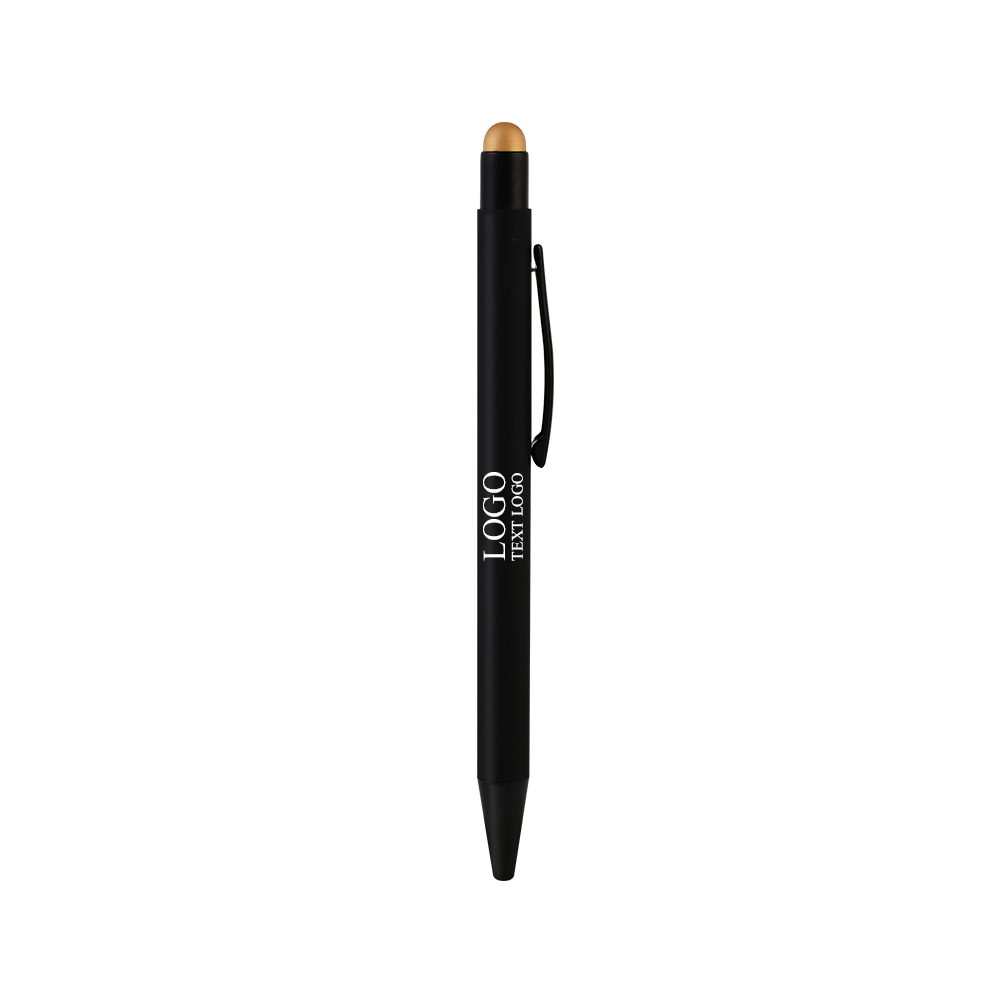 Rubberized Color Pop Pens with Stylus Gold With Logo