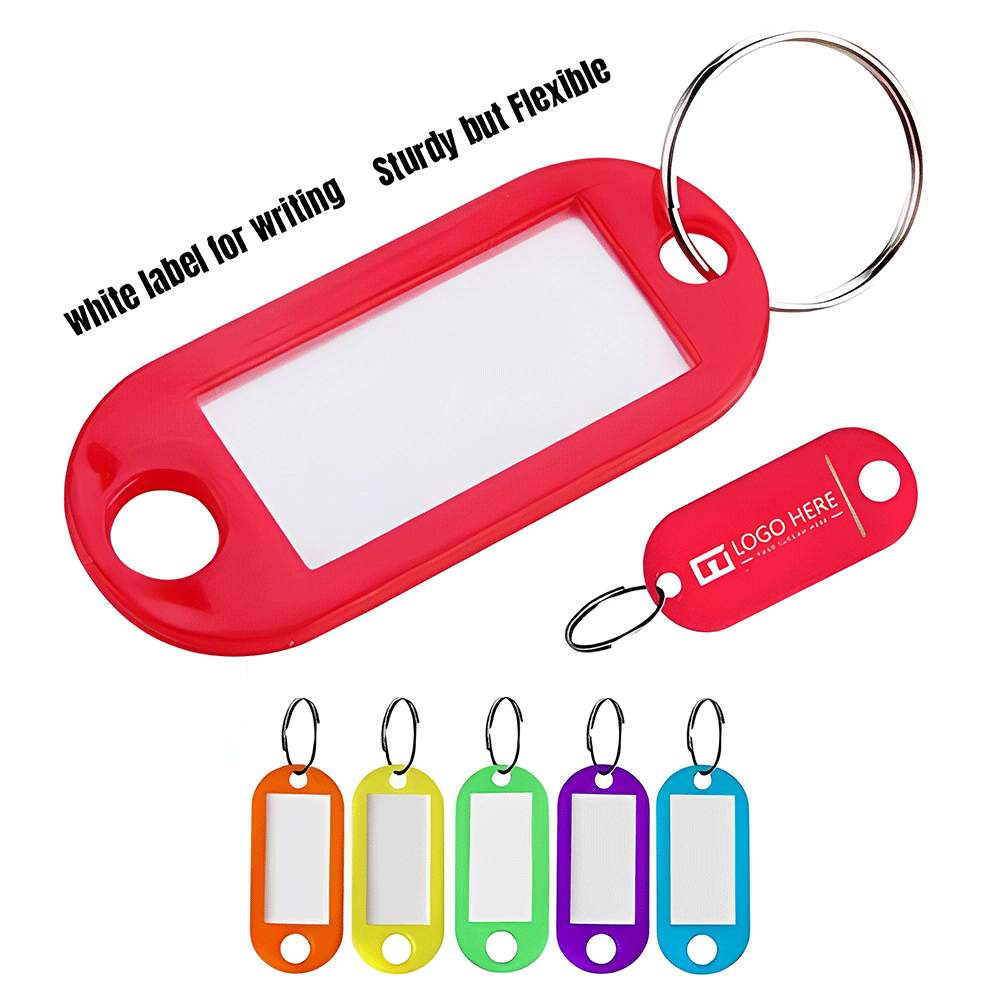 Plastic Key Tag With Label Window Ring Holder With Logo-Group