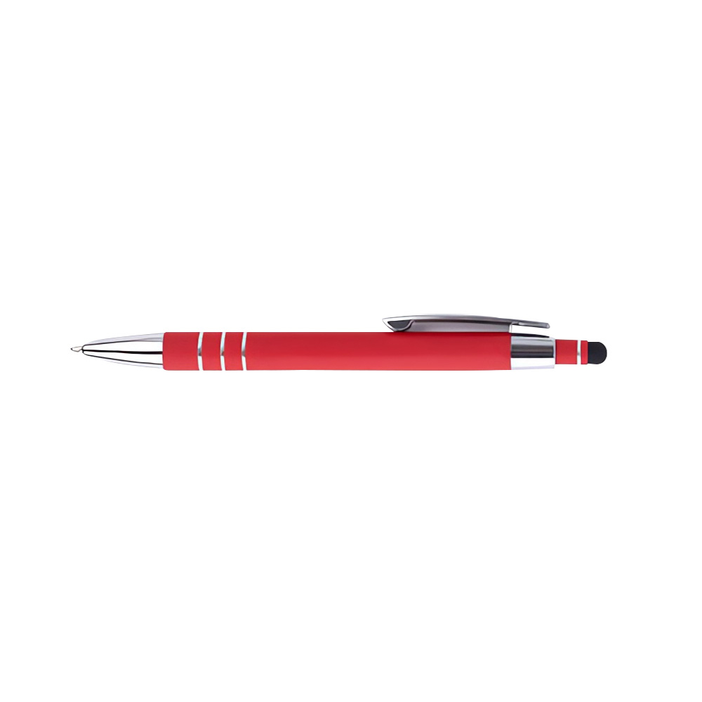 Custom Soft Touch Metal Pen with Stylus-Red