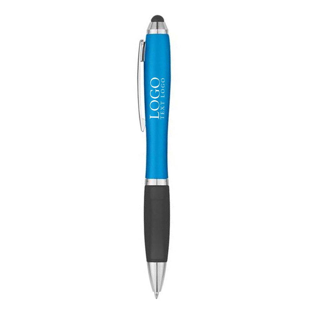 Promotional Satin Stylus Twist Pen Light Blue With Logo