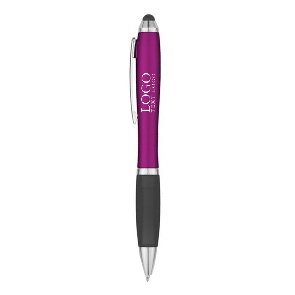 Promotional Satin Stylus Twist Pen Metallic Fuchsia With Logo