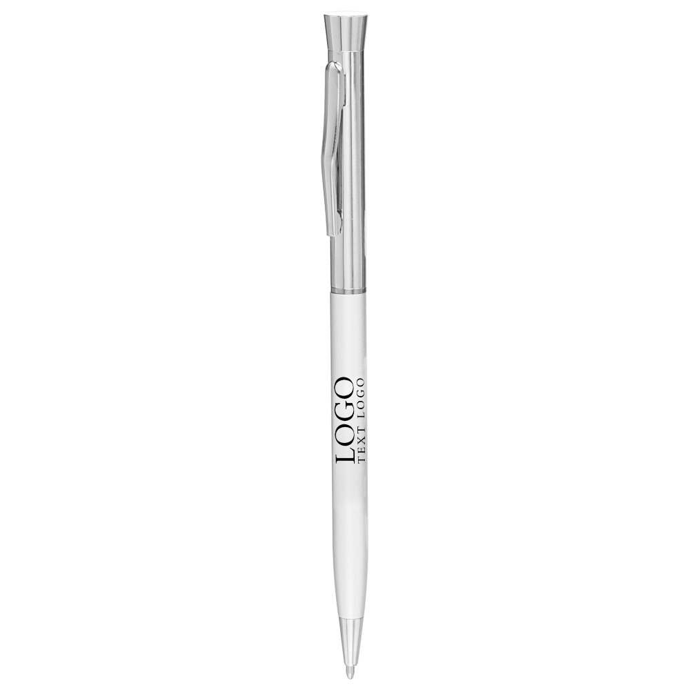 Promotional Slim Metal Hotel Pen Silver With Logo
