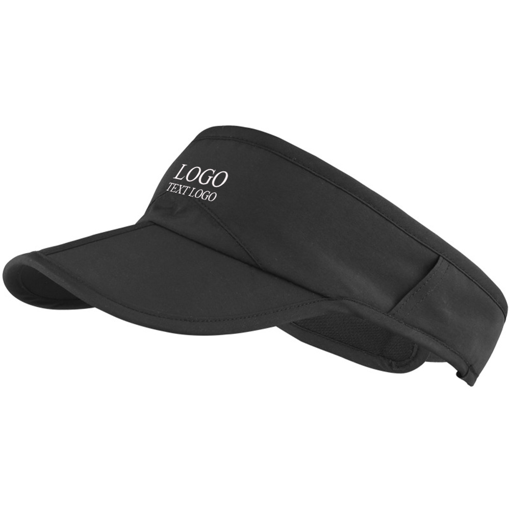 Foldable Running Visor Hat Black with Logo