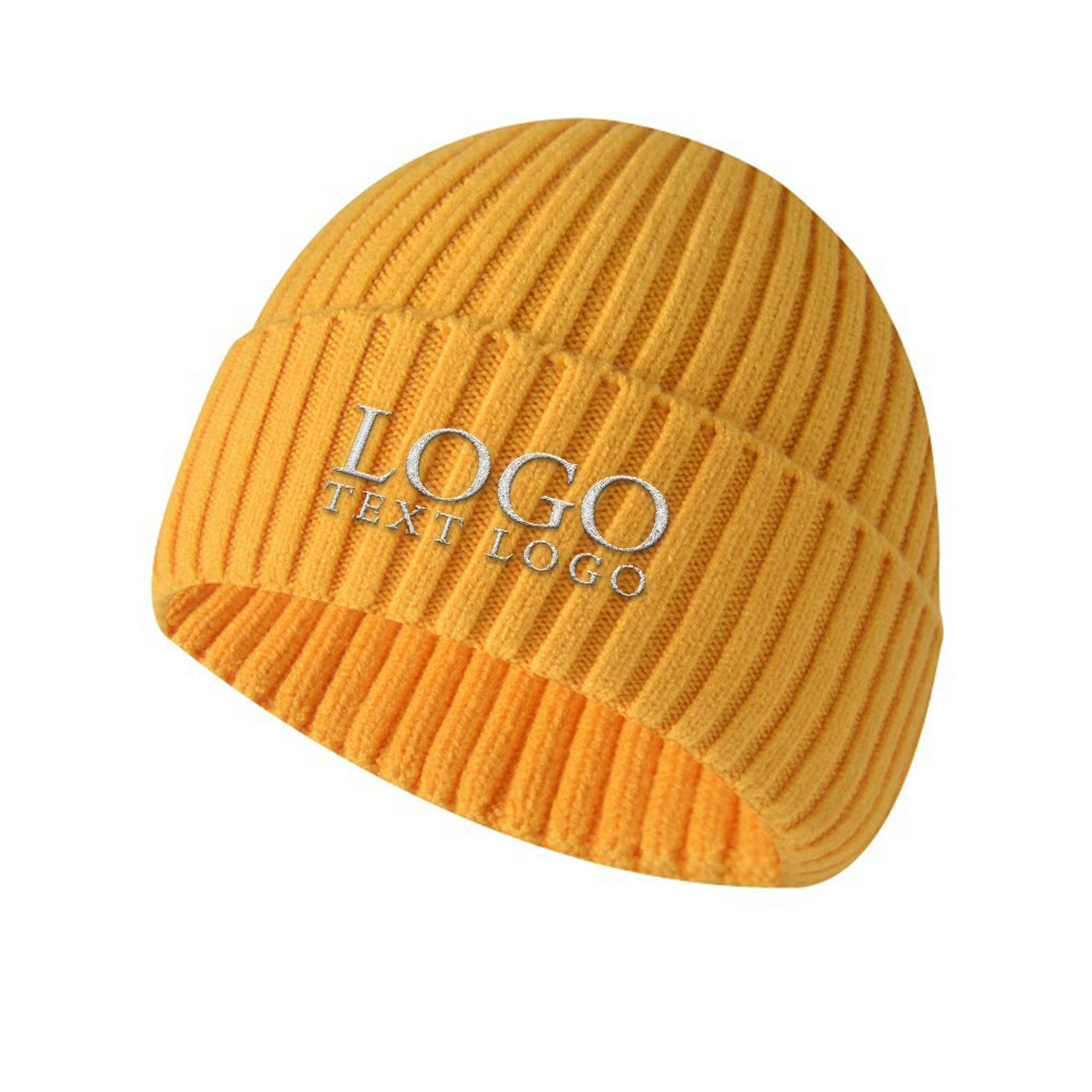Classic Knit Beanie Hats Yellow