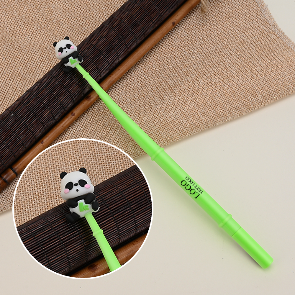 Custom Promotional Gel Pen with Panda Decoration Detail