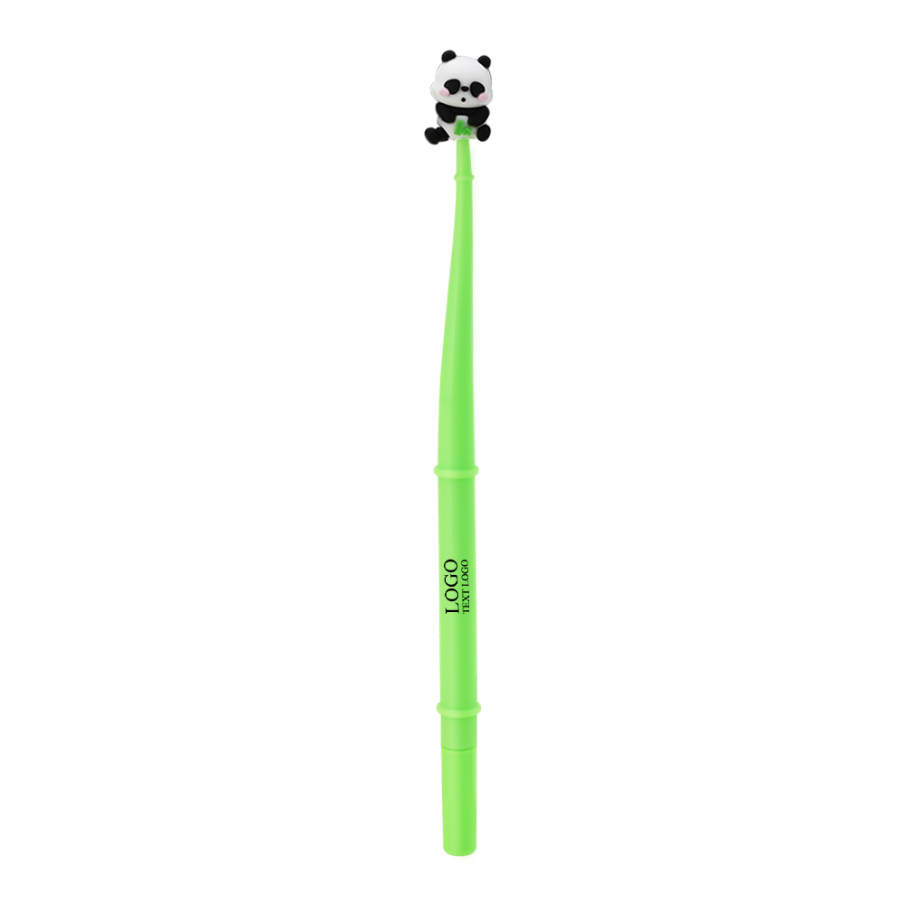 Custom Promotional Gel Pen with Panda Decoration Green with logo