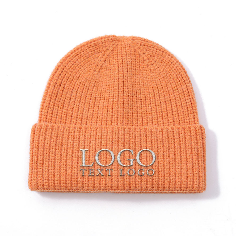 Custom Solid Beanie Orange With Logo