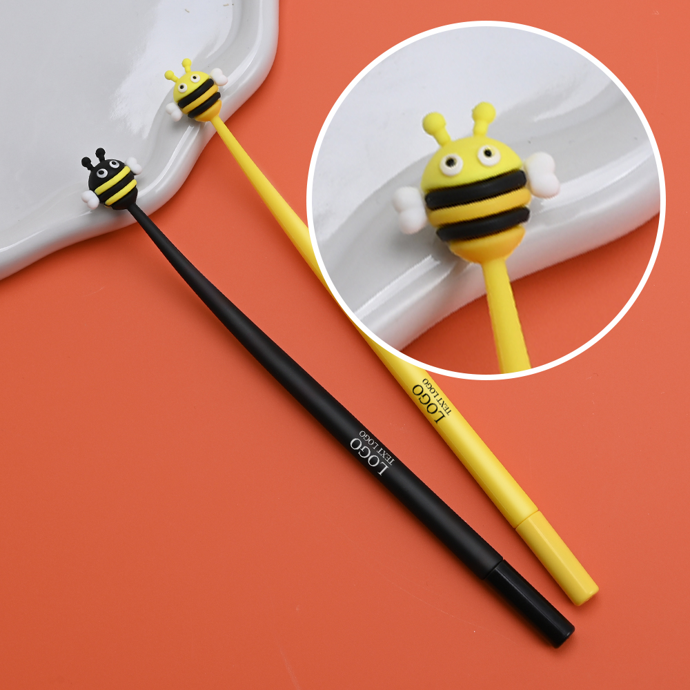 Custom Yellow Pen Barrel with Bee Gel Pen Detail