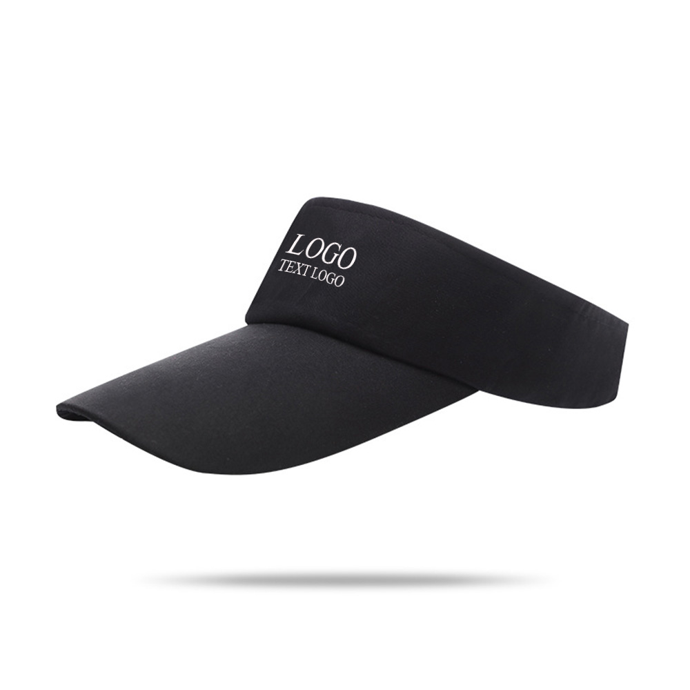 Polyester Custom Visor Hat Black with Logo