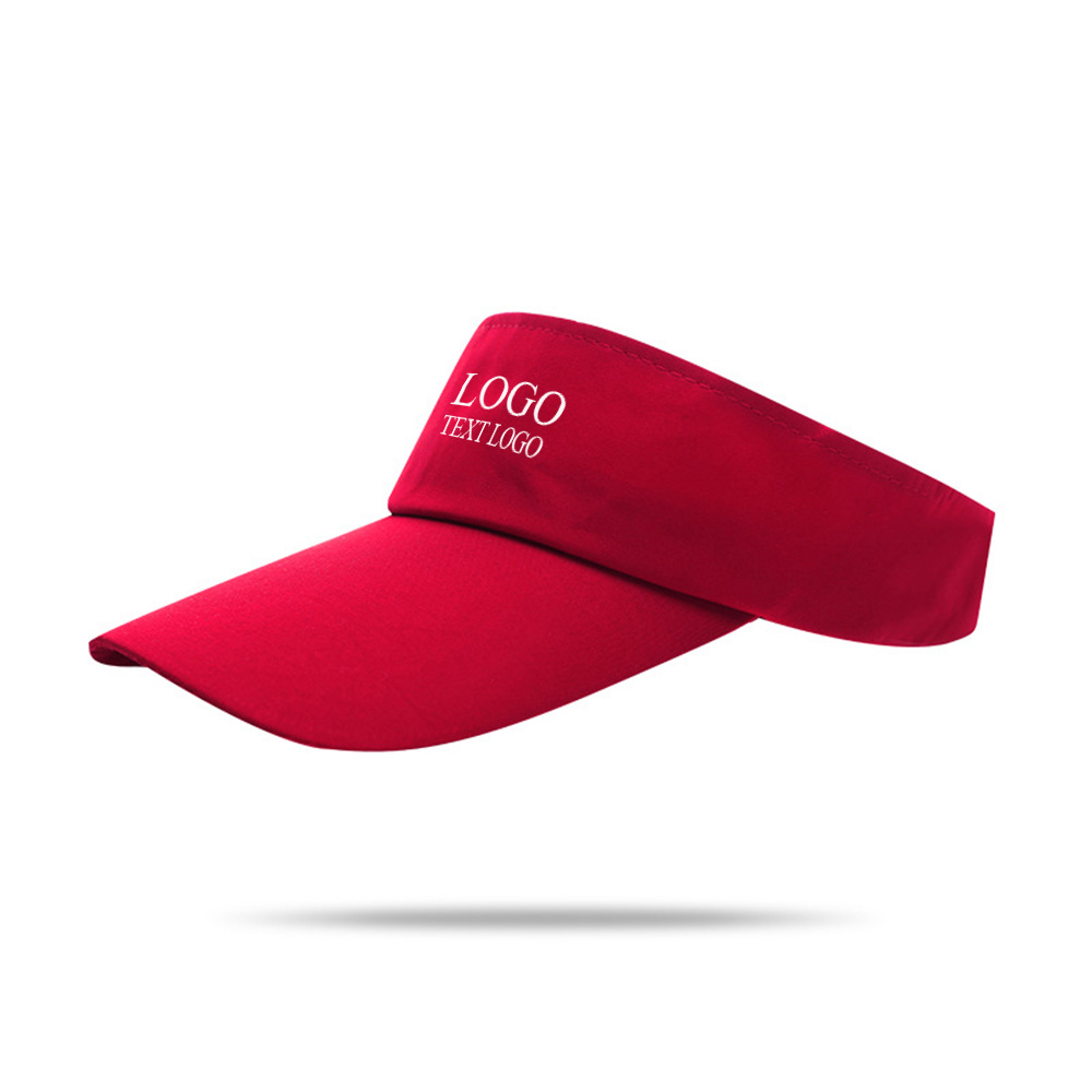 Polyester Custom Visor Hat Red with Logo