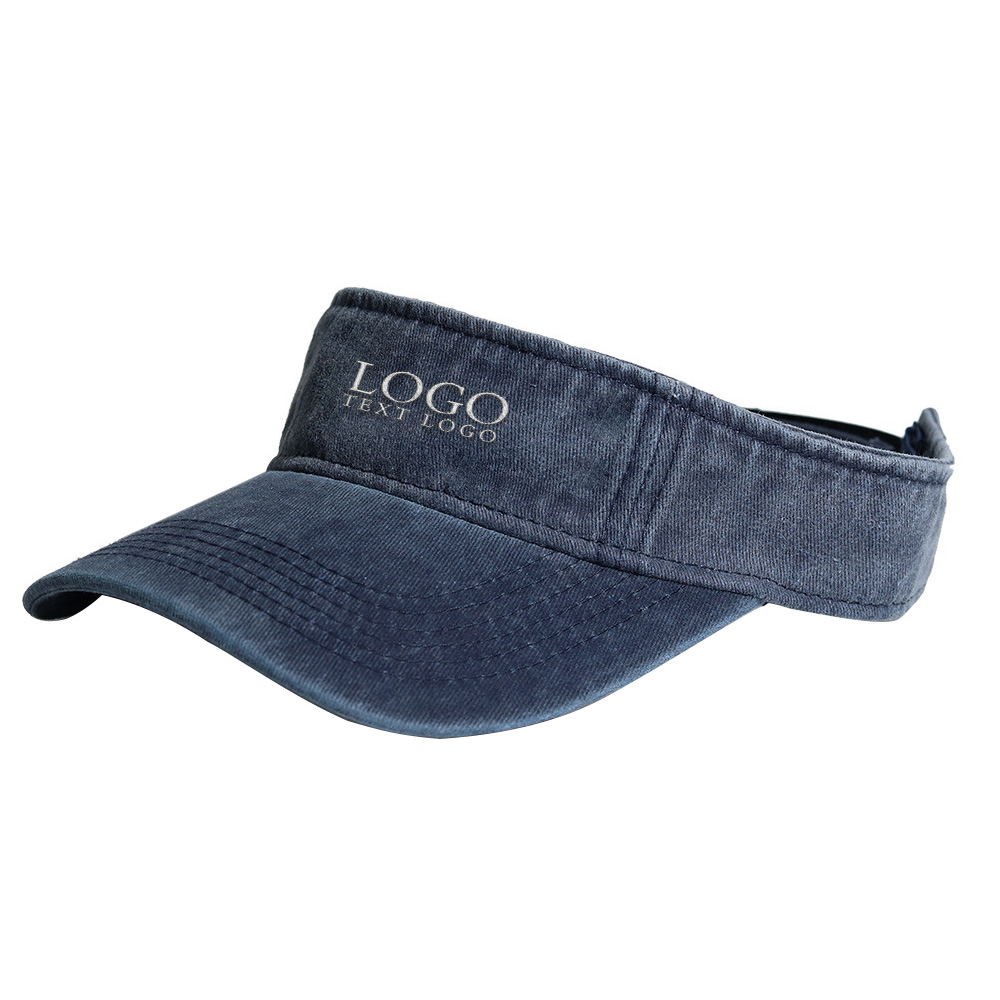 Washable Topless Visor Hat Blue with Logo