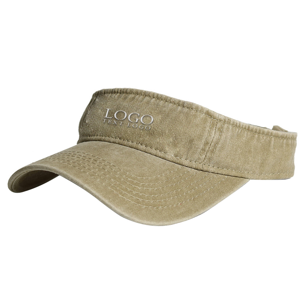 Washable Topless Visor Hat Khaki with Logo