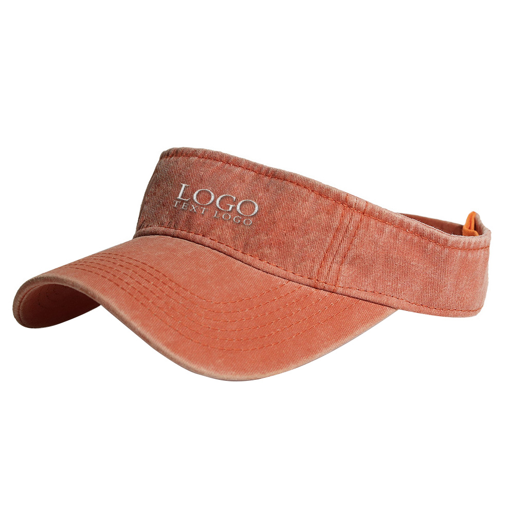 Washable Topless Visor Hat Orange with Logo