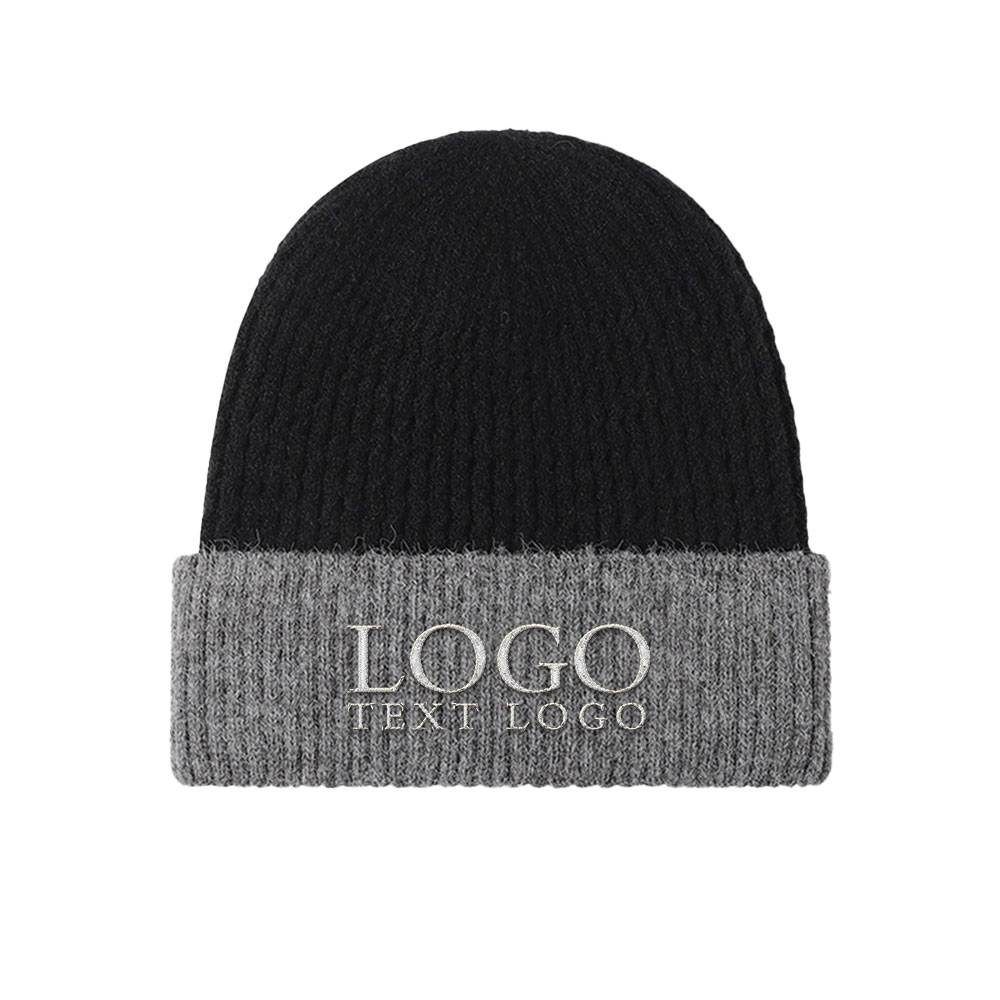 Color Block Beanie Black with Logo
