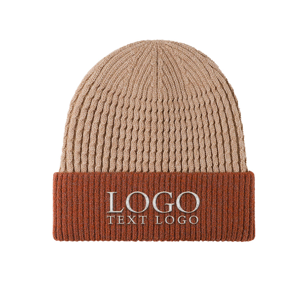 Color Block Beanie Khaki with Logo