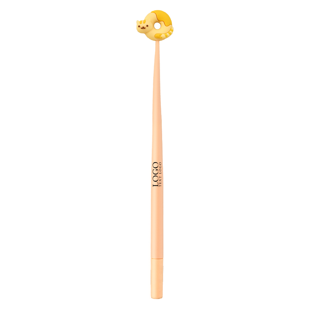 Custom Cat Donut Gel Pen with Name Light Orange with Logo