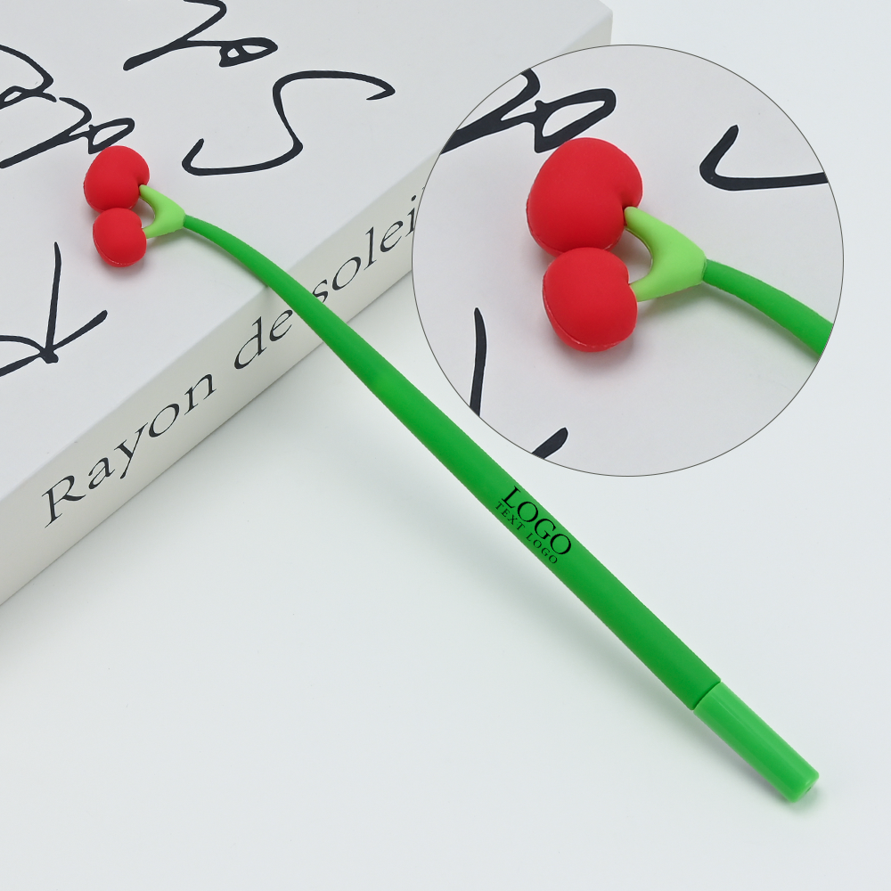 Custom Green Pen Barrel with Red Cherry Pen Detail