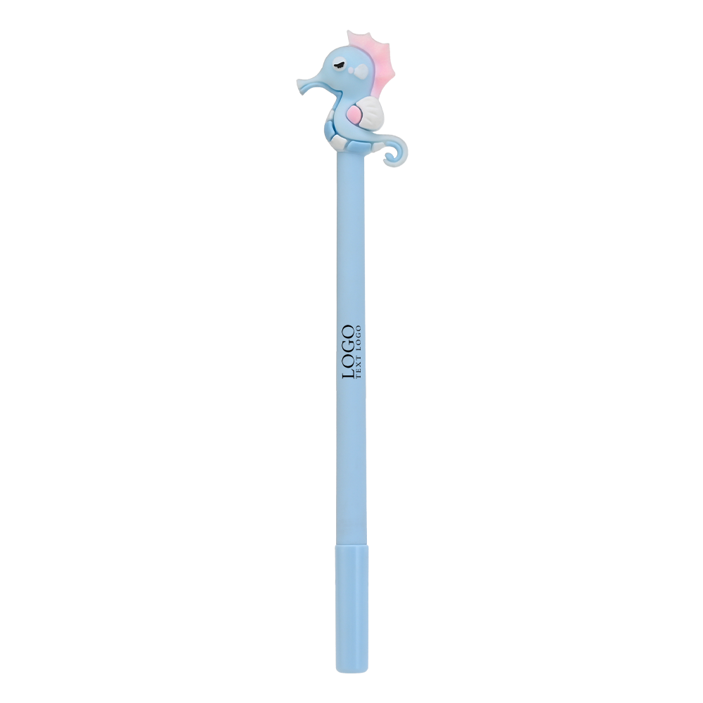 Custom Seahorse Gel Pen with Name Blue with logo