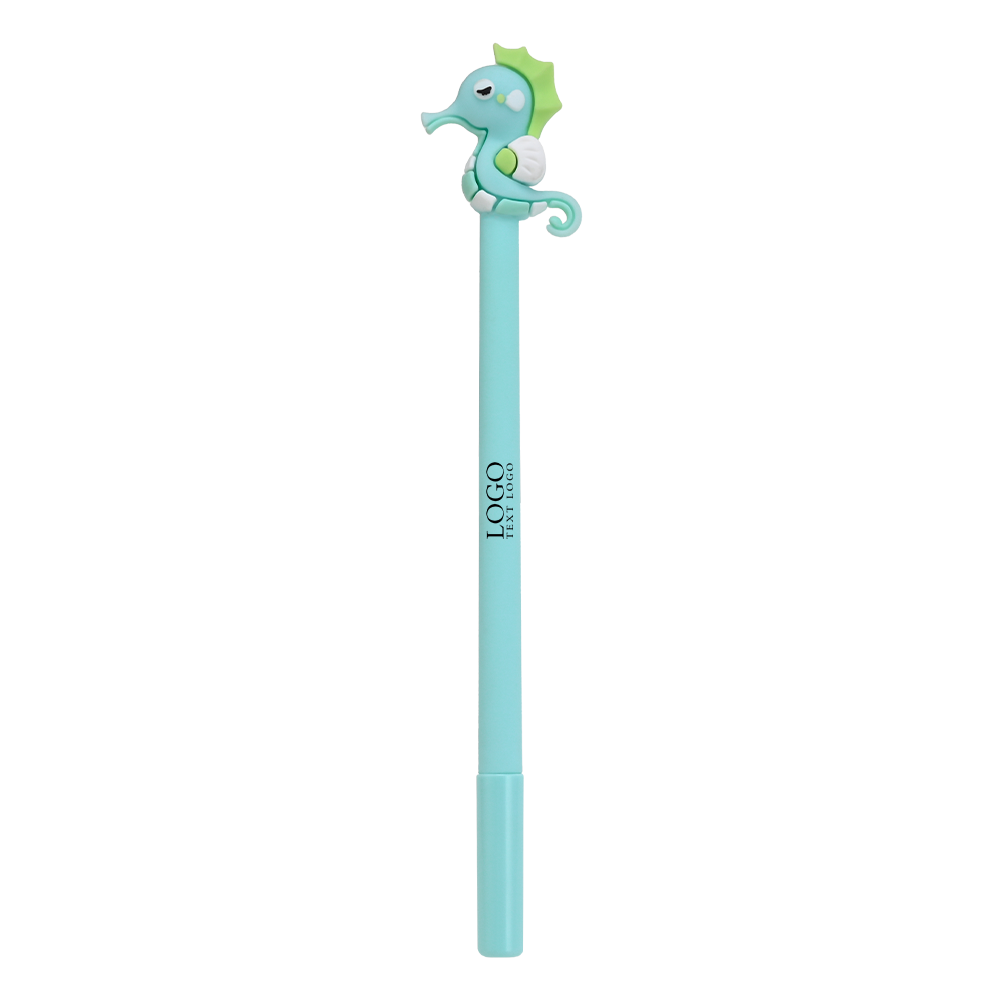 Custom Seahorse Gel Pen with Name Green with logo