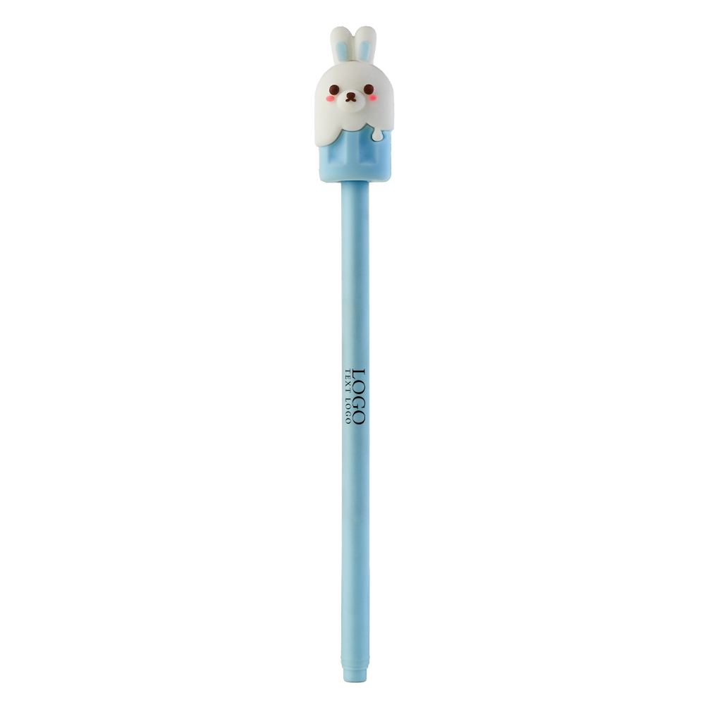 Stylos à encre gel personnalisés lisses bleus avec logo