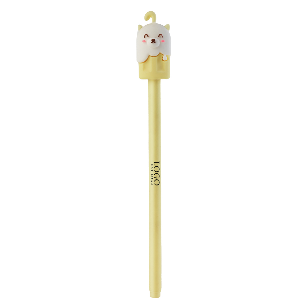 Stylos à encre gel personnalisés lisses jaunes avec logo