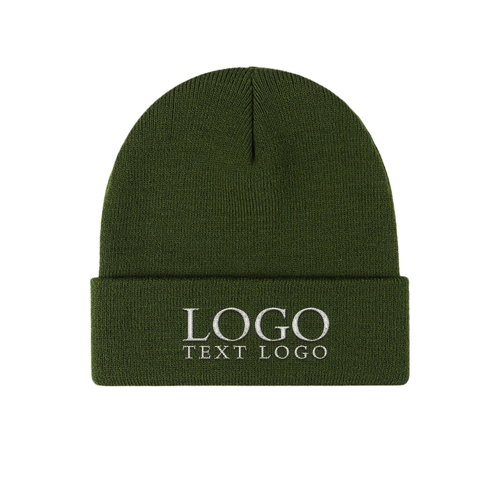 Light Knit Beanie Green with Logo