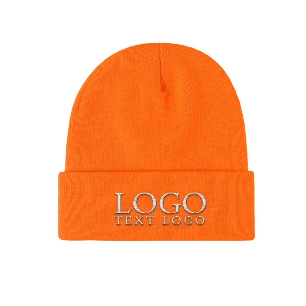 Light Knit Beanie Orange with Logo