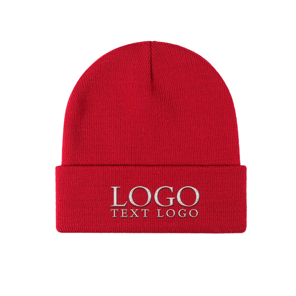Light Knit Beanie Red with Logo
