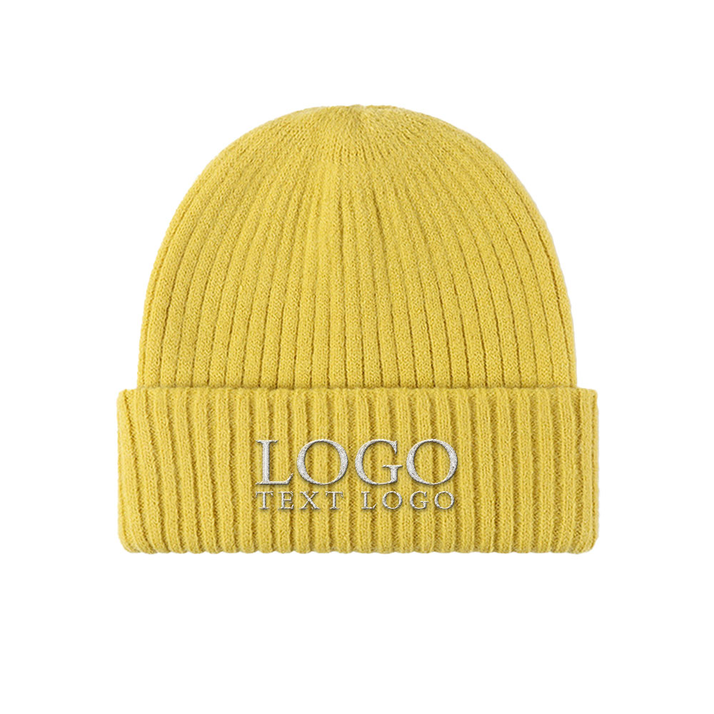 Winter Warmth Beanie Yellow with Logo