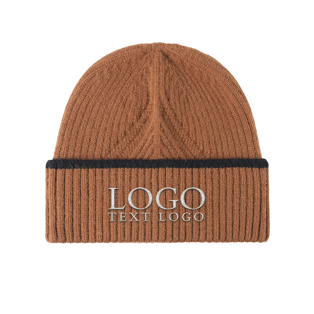 Premium Knit Beanie Brown with Logo