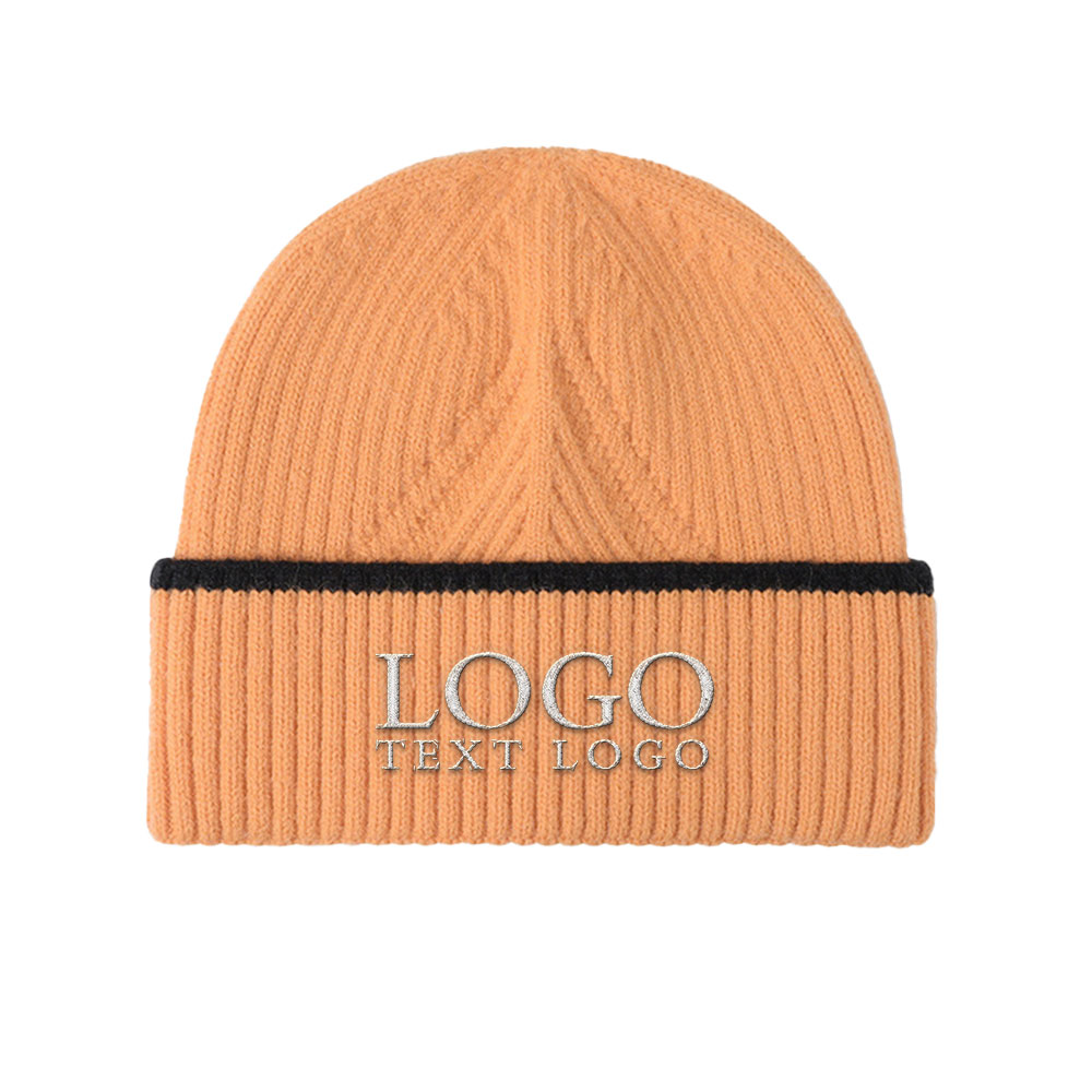 Premium Knit Beanie Orange with Logo