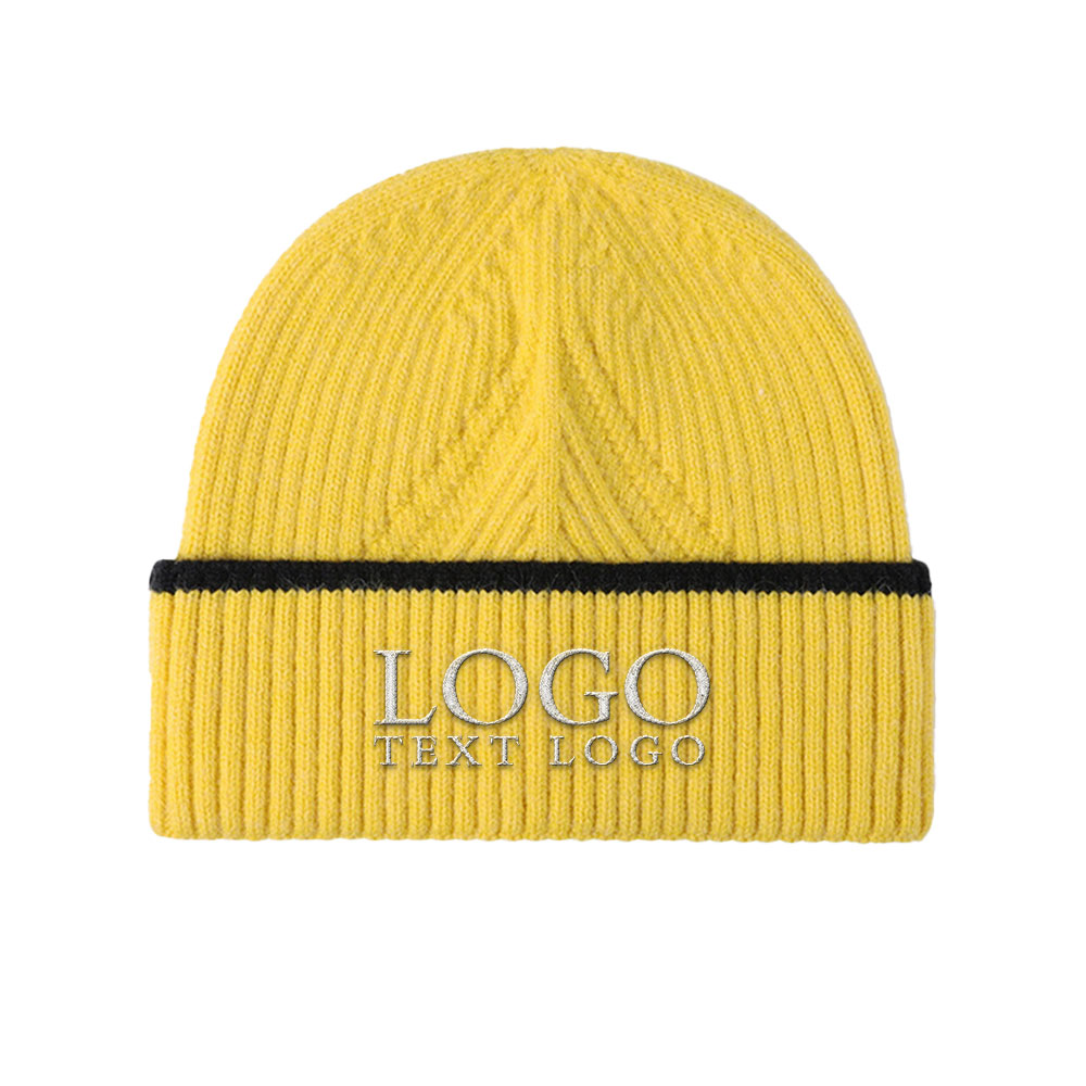 Premium Knit Beanie Yellow with Logo