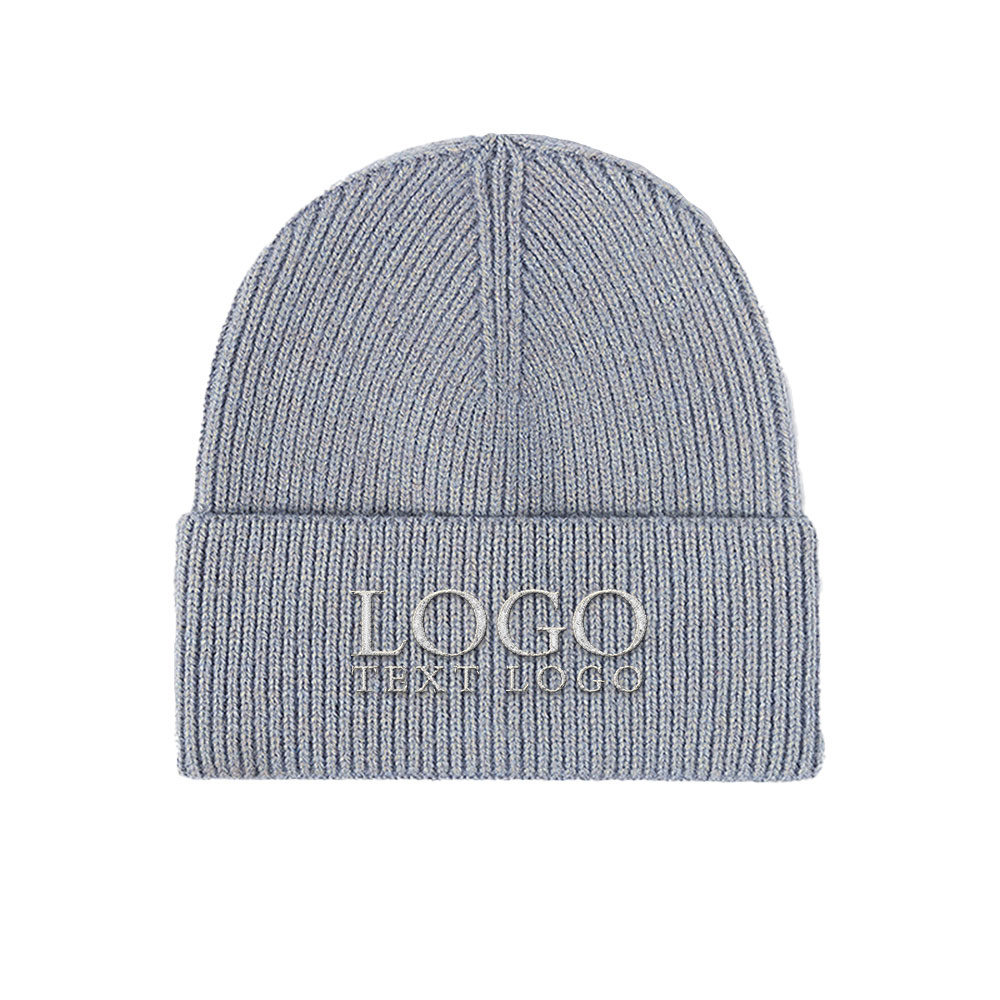 Thick Knit Beanie Gray with Logo