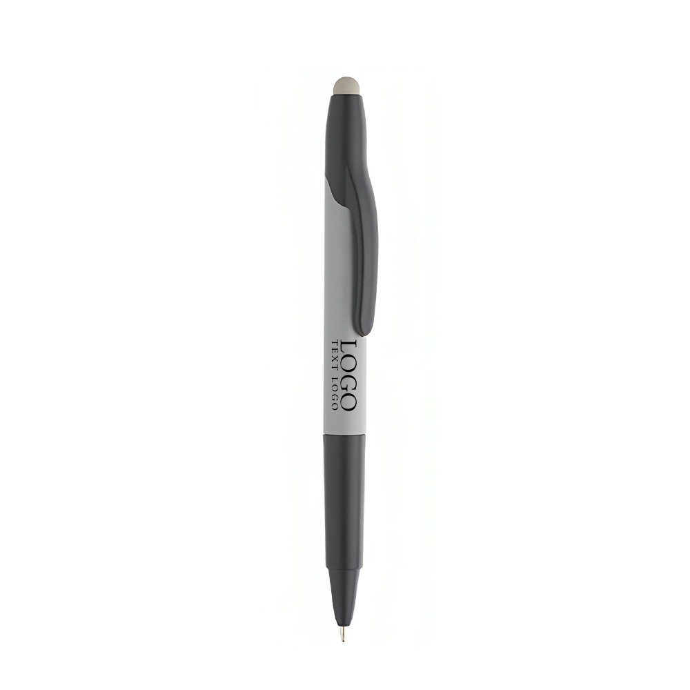 Classic Twist 2-In-1 Plastic Stylus Pen Gray With Logo