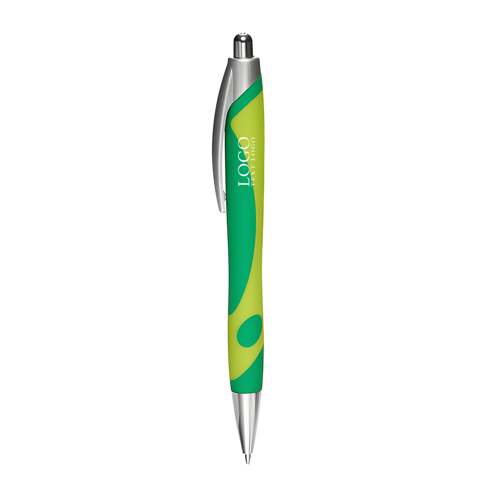 Pens with Groovy Design Green With Logo