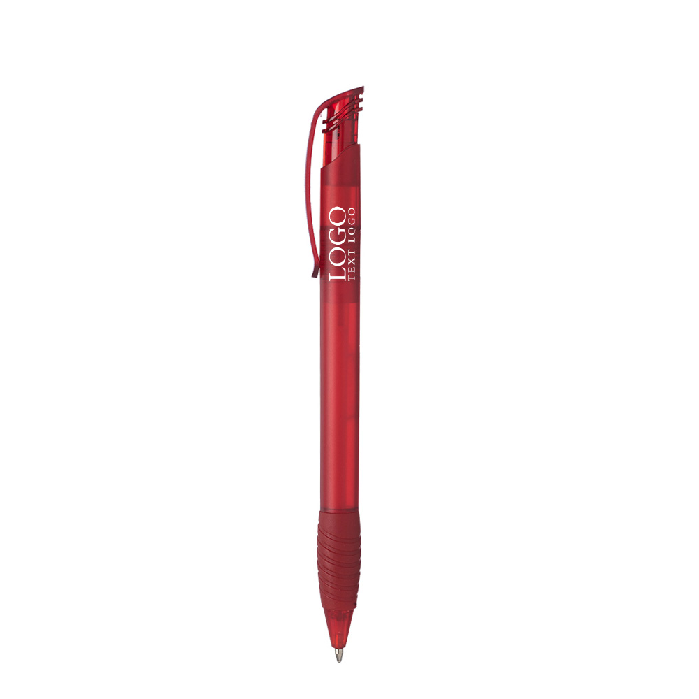 Translucent Ballpoint Grip Pen Red With Logo