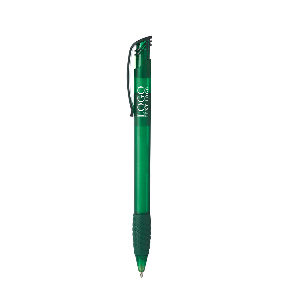 Translucent Ballpoint Grip Pen green With Logo