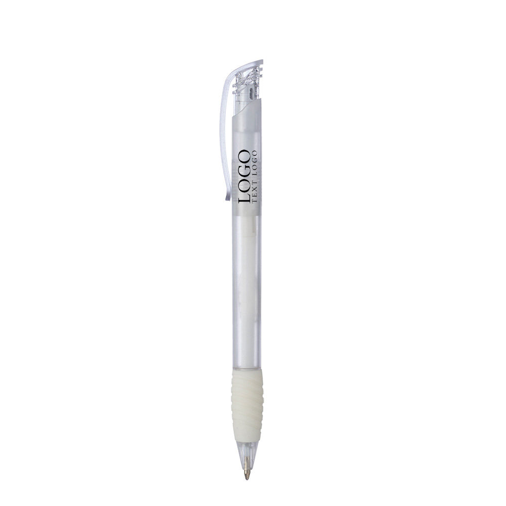 Translucent Ballpoint Grip Pen white With Logo