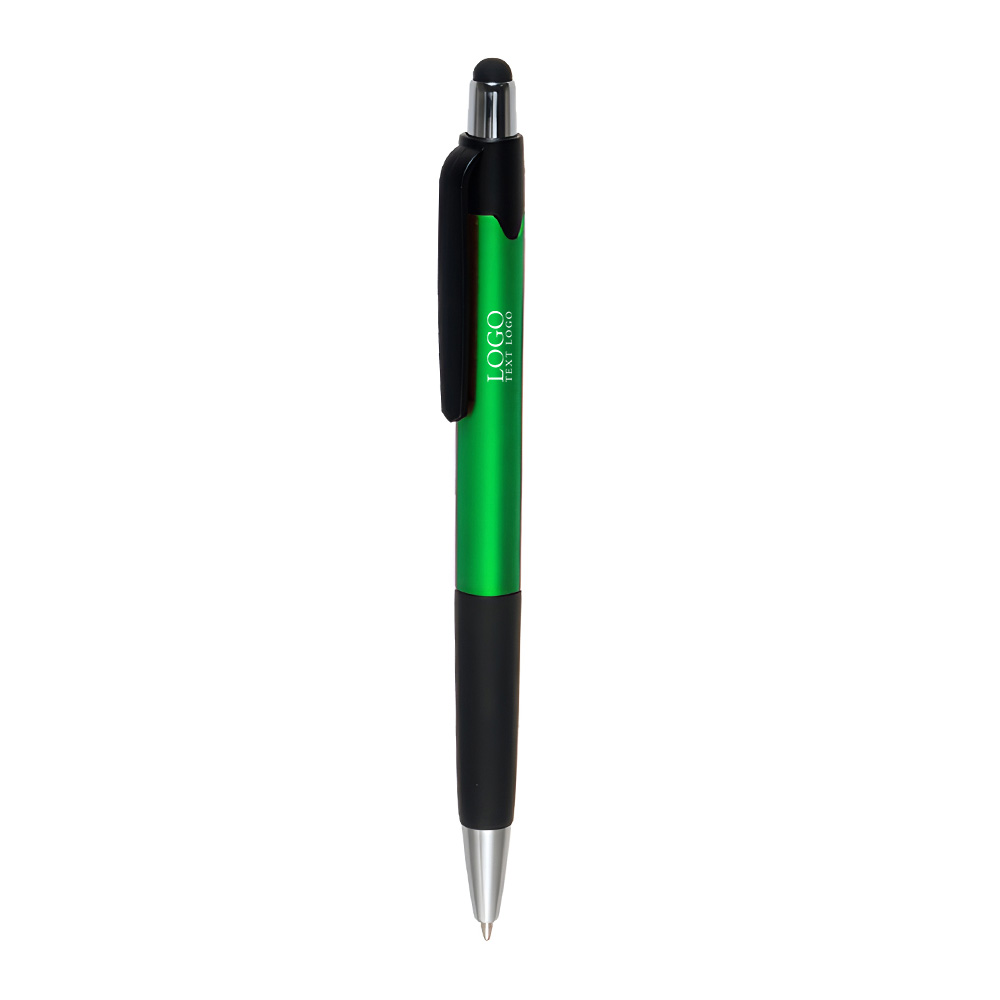 Plastic Pen met Touchscreen Stylus Groen Met Logo