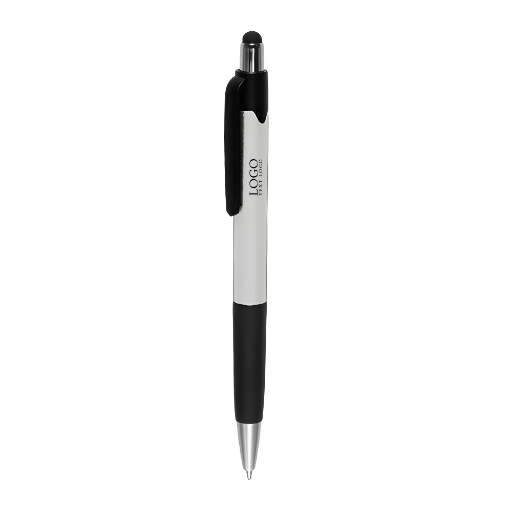 Plastic Pen met Touchscreen Stylus Wit Met Logo