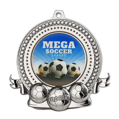 Custom Soccer Medal with Rhinestones