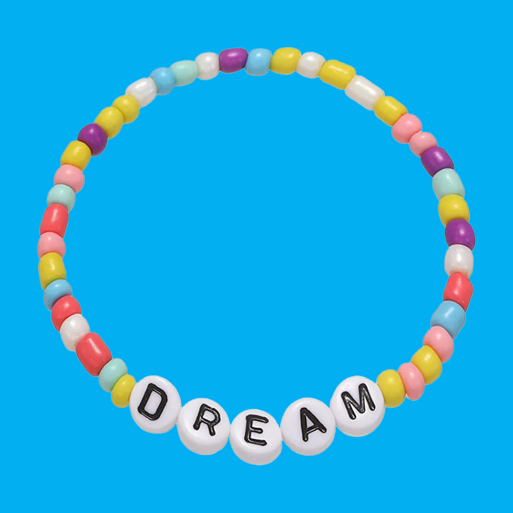 Colorful acrylic letter beaded elastic bracelet-1