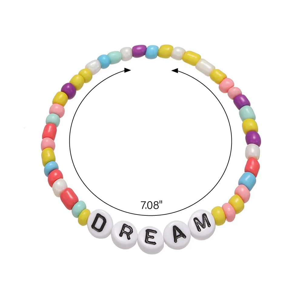Colorful acrylic letter beaded elastic bracelet-8