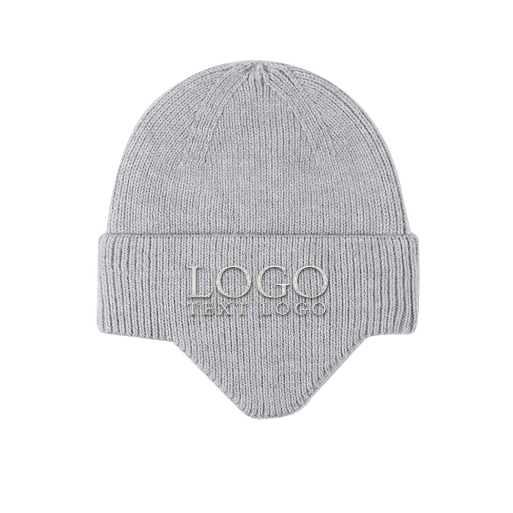Ear Protection Beanie Gray with Logo